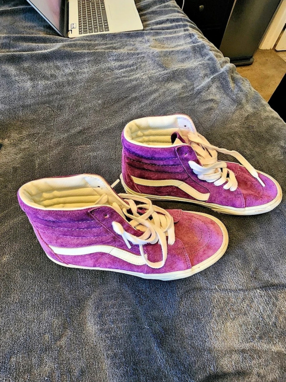 Vans Sk8-Hi Purple & White High-Top Sneakers Women's US 8
